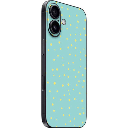 Teal and Yellow Polka Dots iPhone 16 Plus Skin